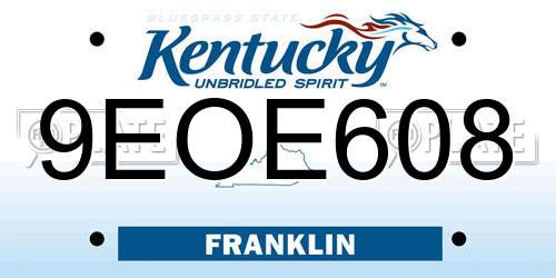 9EOE608 Kentucky License Plate