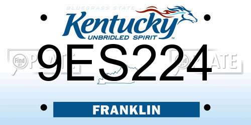 9ES224 Kentucky License Plate