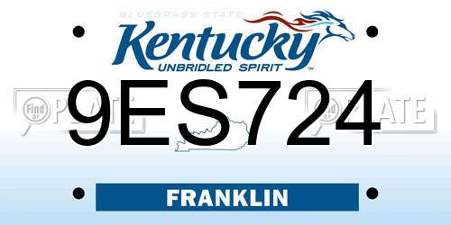 9ES724 Kentucky License Plate