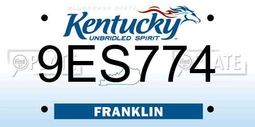 9ES774 Kentucky License Plate
