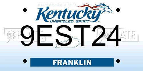 9EST24 Kentucky License Plate