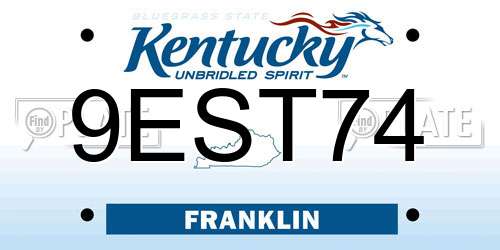 9EST74 Kentucky License Plate
