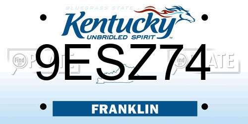 9ESZ74 Kentucky License Plate