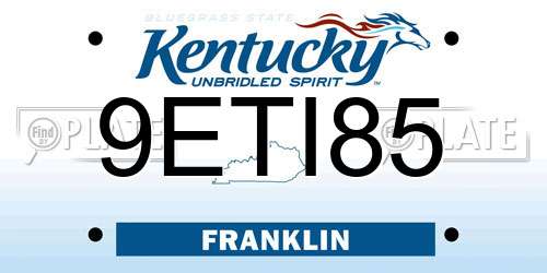 9ETI85 Kentucky License Plate