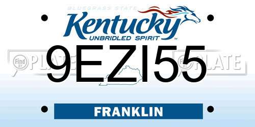9EZI55 Kentucky License Plate