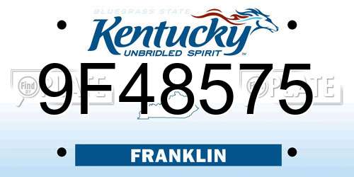 9F48575 Kentucky License Plate