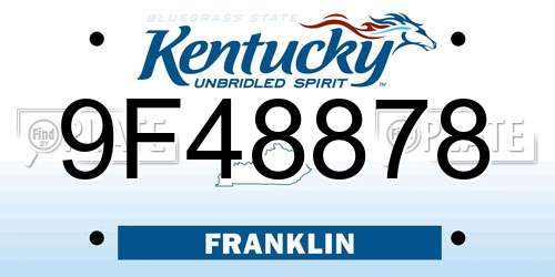 9F48878 Kentucky License Plate