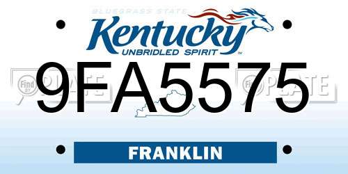 9FA5575 Kentucky License Plate