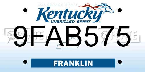 9FAB575 Kentucky License Plate