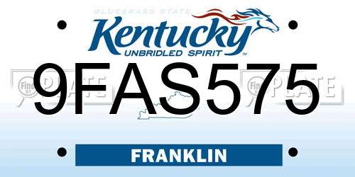 9FAS575 Kentucky License Plate