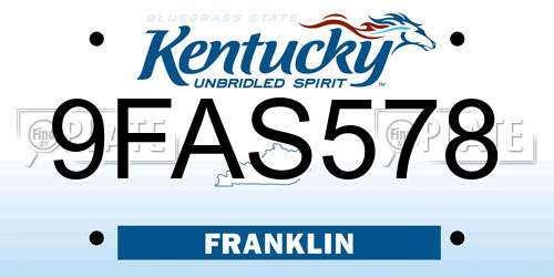 9FAS578 Kentucky License Plate
