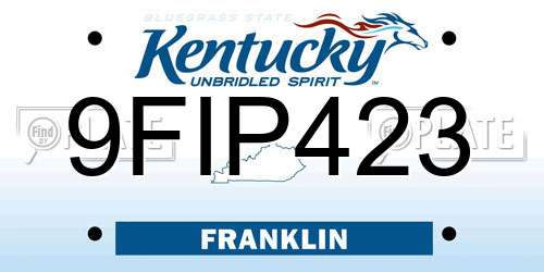 9FIP423 Kentucky License Plate