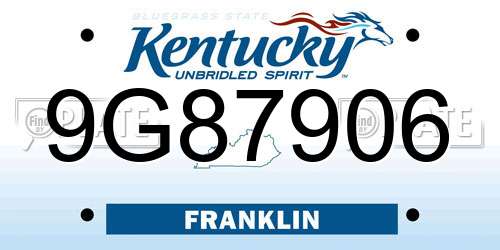 9G87906 Kentucky License Plate