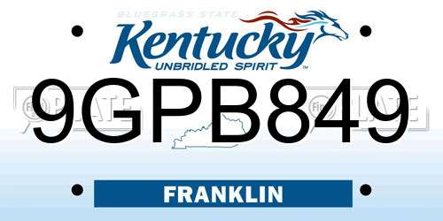 9GPB849 Kentucky License Plate