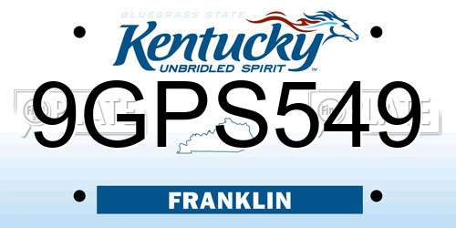 9GPS549 Kentucky License Plate