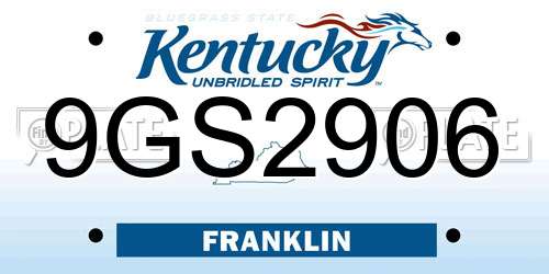 9GS2906 Kentucky License Plate