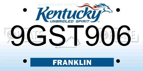 9GST906 Kentucky License Plate