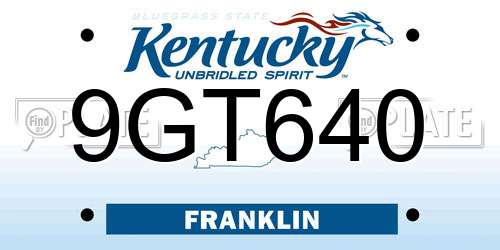 9GT640 Kentucky License Plate