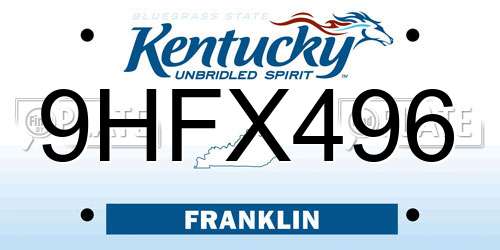 9HFX496 Kentucky License Plate