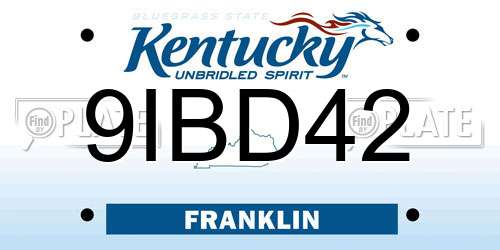 9IBD42 Kentucky License Plate