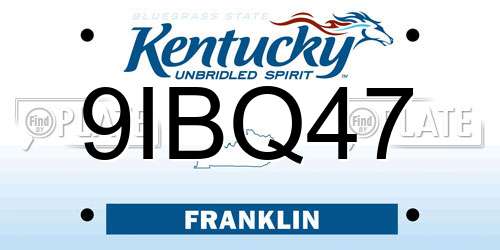 9IBQ47 Kentucky License Plate