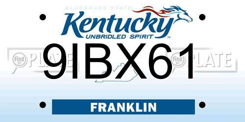 9IBX61 Kentucky License Plate