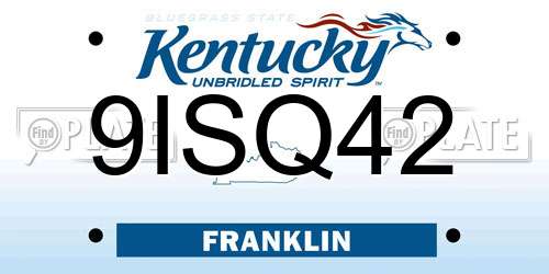 9ISQ42 Kentucky License Plate