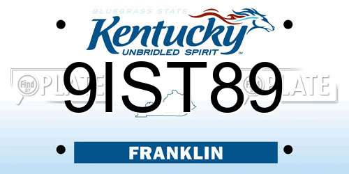 9IST89 Kentucky License Plate