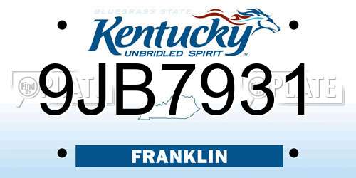 9JB7931 Kentucky License Plate