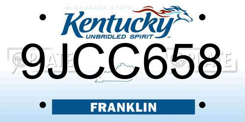 9JCC658 Kentucky License Plate