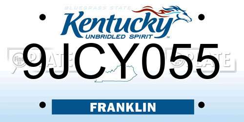 9JCY055 Kentucky License Plate