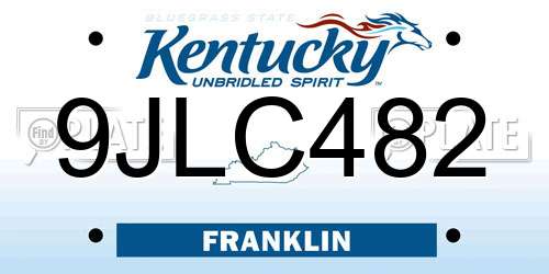 9JLC482 Kentucky License Plate
