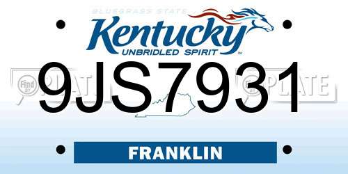 9JS7931 Kentucky License Plate