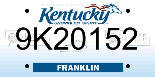 9K20152 Kentucky License Plate