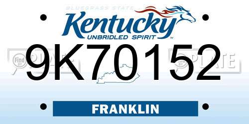 9K70152 Kentucky License Plate