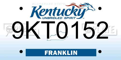 9KT0152 Kentucky License Plate