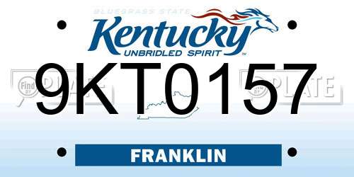 9KT0157 Kentucky License Plate