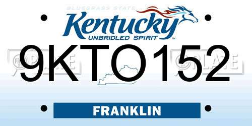 9KTO152 Kentucky License Plate