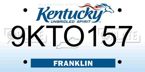 9KTO157 Kentucky License Plate
