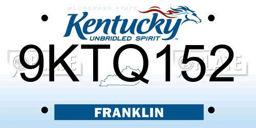 9KTQ152 Kentucky License Plate