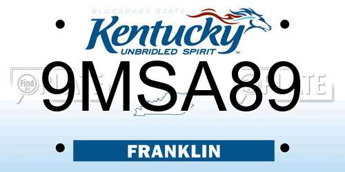 9MSA89 Kentucky License Plate