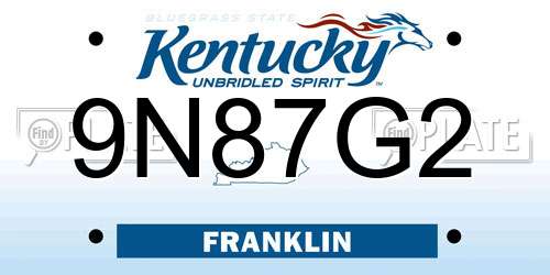 9N87G2 Kentucky License Plate