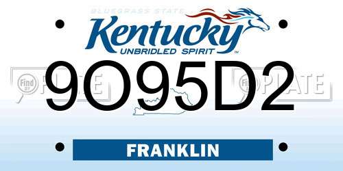 9O95D2 Kentucky License Plate