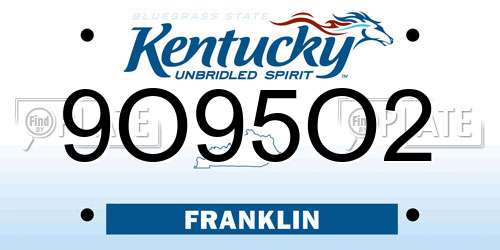 9O95O2 Kentucky License Plate