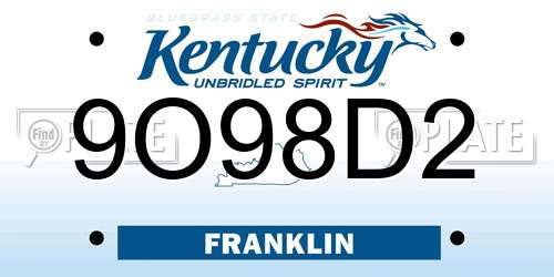 9O98D2 Kentucky License Plate