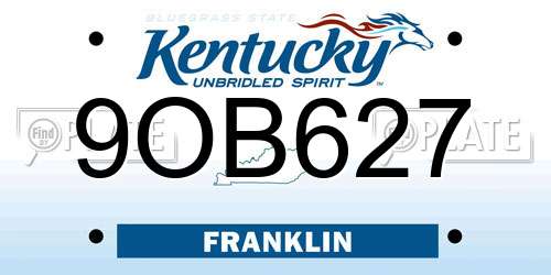 9OB627 Kentucky License Plate