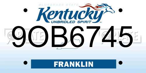 9OB6745 Kentucky License Plate