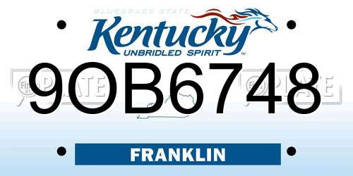 9OB6748 Kentucky License Plate
