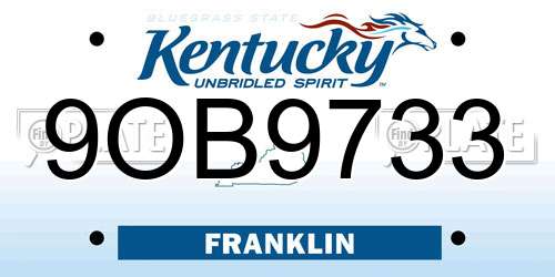 9OB9733 Kentucky License Plate