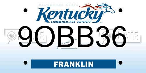 9OBB36 Kentucky License Plate
